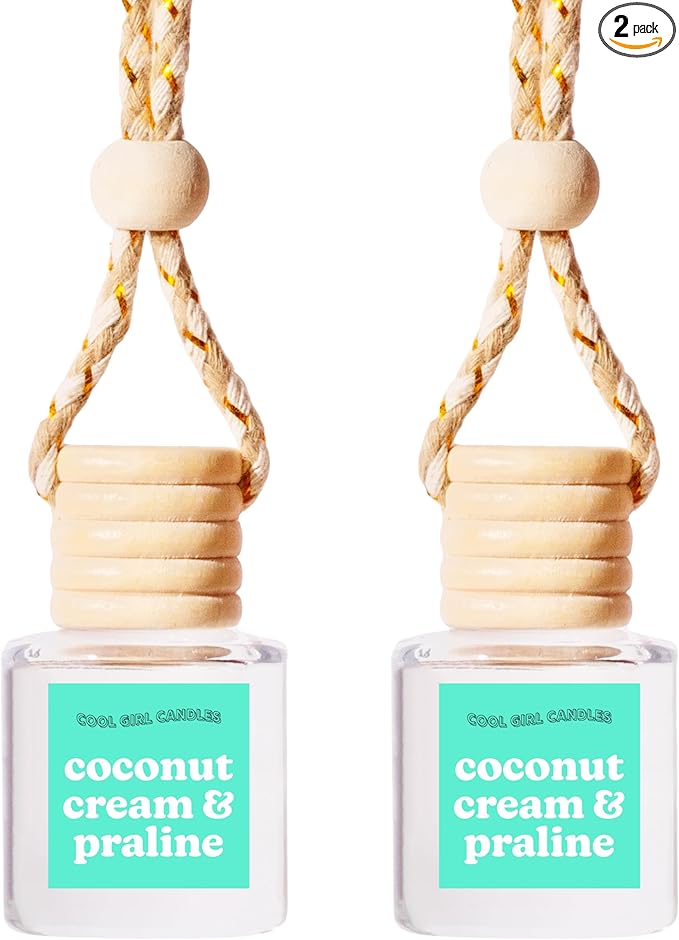 COOLGIRLCANDLES Coconut Cream & Praline Car Hanging Fragrance Oil Diffuser Car Air Freshener Diffuser for Essential Oils, Sce