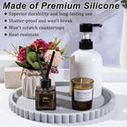 HighHerz Silicone Bathroom Countertop and Vanity Tray-10 Inch Round Silicone Bathroom Tray, Modern Bathroom Decor, Coffee Tab