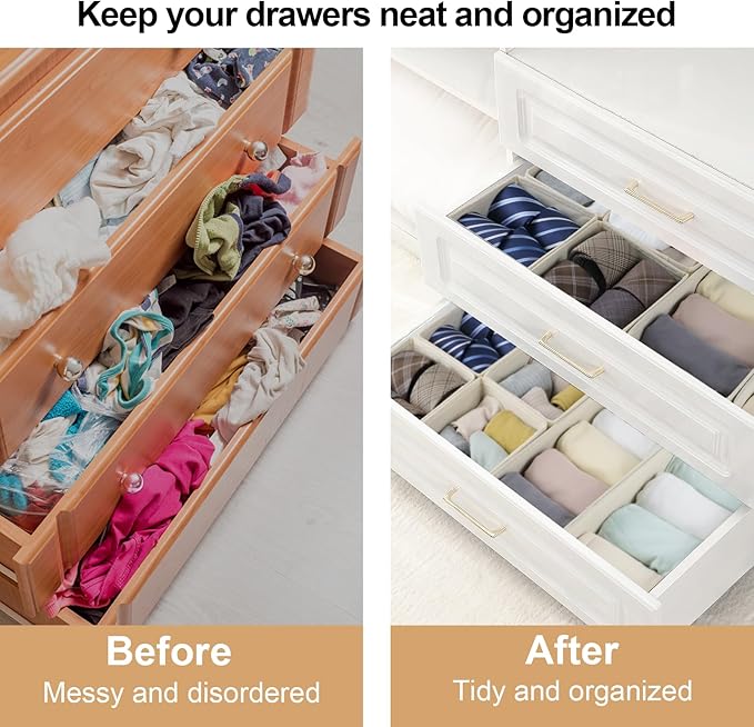 Fordonral Drawer Organizer Clothes, Foldable Fabric Dresser Organizer Closet Organizers and Storage Box for Underwear,Folded 