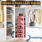 SpaceAid 5 Tier Rotating Shoe Rack Tower, Spinning Shoe Display Lazy Susan, Revolving 360 Shoe Rack Storage Round Carousel, V
