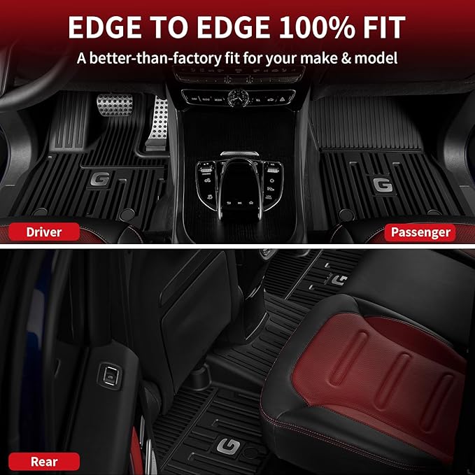 LASFIT Floor Mats & Cargo Mat for Mercedes Benz G Class 2026 2025 2024 2023 2019-2022 G550 / G580 / G63 AMG SUV, All Weather TPE Custom Fit Car Mats for G Class, 1st & 2nd Row Floor Liners & Trunk Mat