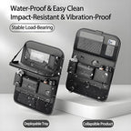 Universal Foldable Car Backseat Organizer with Table Tray, Car Seat Back Protector with Touch Screen Phone Holder, Premium Leather Kick Mats with Storage Pockets Tissue Holder (Black)