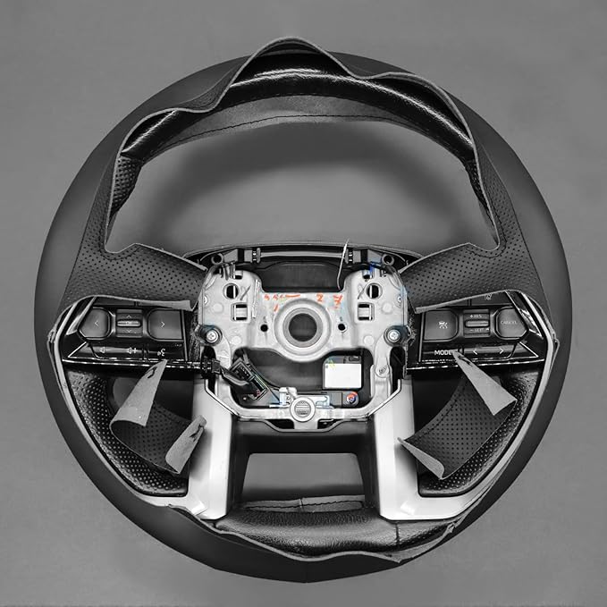 MEWANT Hand Stitch Steering Wheel Cover for Toyota Tacoma 2024 Tundra 2024 DIY Black Steering Wheel Protector Wrap