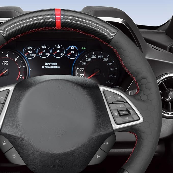 MEWANT Hand Stitched Steering Wheel Cover Wrap for Chevrolet Camaro 2017-2022 Steering Wheel Accessories for Chevrolet Camaro 2017-2022