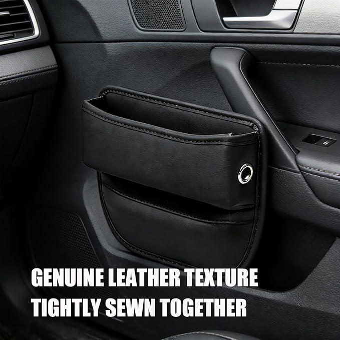 Car Seat Gap Filler Organizer, 2-Pack, Black Leather, Universal Anti-Drop Holder for Phone, Keys, Cards, Fits SUV, Truck