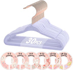 VIS'V Baby Hangers, 11 Inch Velvet Kids Hangers with 6 Pcs Clothes Size Dividers, Infant Toddler Nursery Closet Organization,