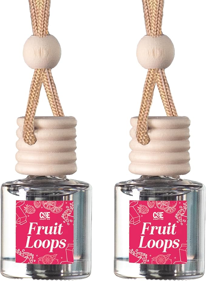 CE CRAFT Car Air Freshener Diffuser, Fruit Loops, 2 Pack Air Deodorizer for Essential Oils, Long Lasting Car Diffuser Bottle,