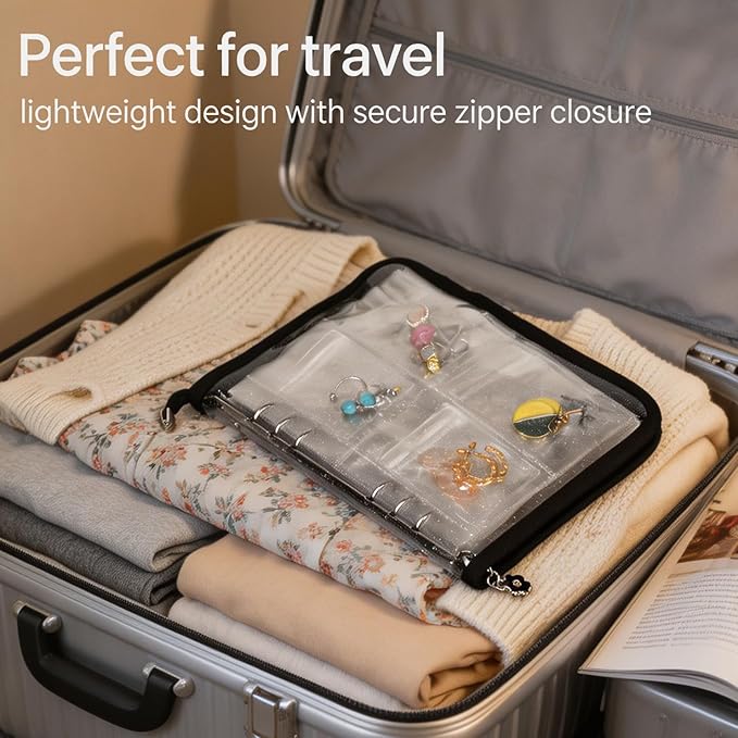 Earring Organizer Case Travel Jewelry Organizer Transparent Jewelry Storage Book for Necklace Bracelet Ring Holder with Small