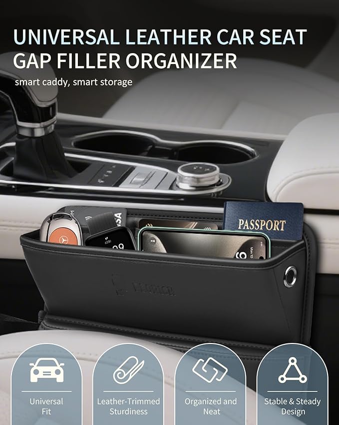 FLORICH Car Seat Gap Filler Organizer, 2-in-1 Seats Gap Filler Organizer and Storages Between Seat Car Gap Filler, Car Organizer Front Seat Universal Fit for Car SUV Truck Black 2 Pack