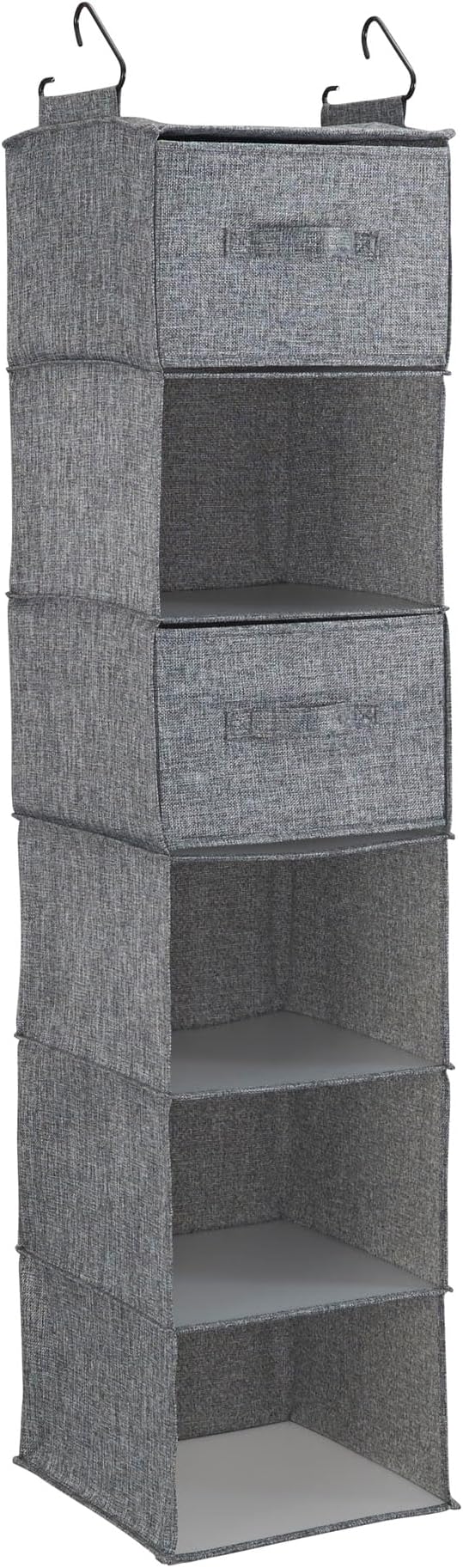 Household Essentials 6 Shelf Hanging Closet Organizer, Hanging Closet Shelf, Fabric Poly Linen and PEVA Shelving