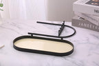 Shinpuru Metal Jewelry Organizer Stand & Key Holder Tray with Acrylic Base, Key Stand and Jewelry Tray with 5 Hooks, Perfect 