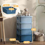 Qaba 4 Tier Kids Storage Unit, Toy Organizers and Storage with 4 Drawer Chest for Kids Bedroom Nursery Kindergarten Living Ro