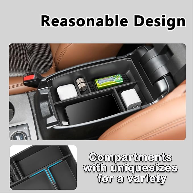 3PCS Center Console Organizers Compatible with 2021-2024 Ford Bronco Sport CX430 Dash Storage Tray and Armrest Storage Box Armrest Hidden Tray Interior Accessories