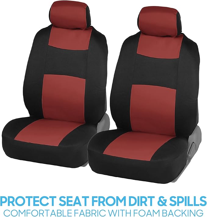 BDK PolyPro Car Seat Covers Full Set in Terracotta on Black, Front and Rear Split Bench Seat Covers for Cars, Easy to Install