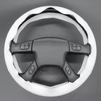 MEWANT Hand Stitched Steering Wheel Cover for Chevy Silverado 1500 2003-2006 DIY White Faux Leather Steering Wheel Wrap