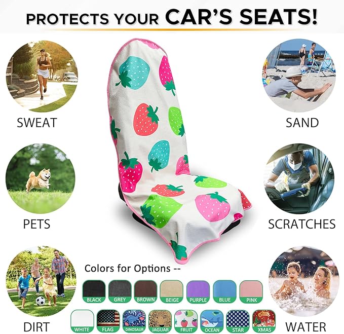 Waterproof Sweating Car Seat Cover for Post Gym Workout, Running, Swimming, Beach and Hiking, Universal Fit Non-Slip Bucket S