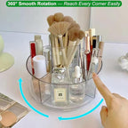 Taiuloo 360 Rotating Makeup Organizer, Lazy Susan Cosmetics Storage Turntable, Round Spinning Brush & Pen Holder, Clear Acryl