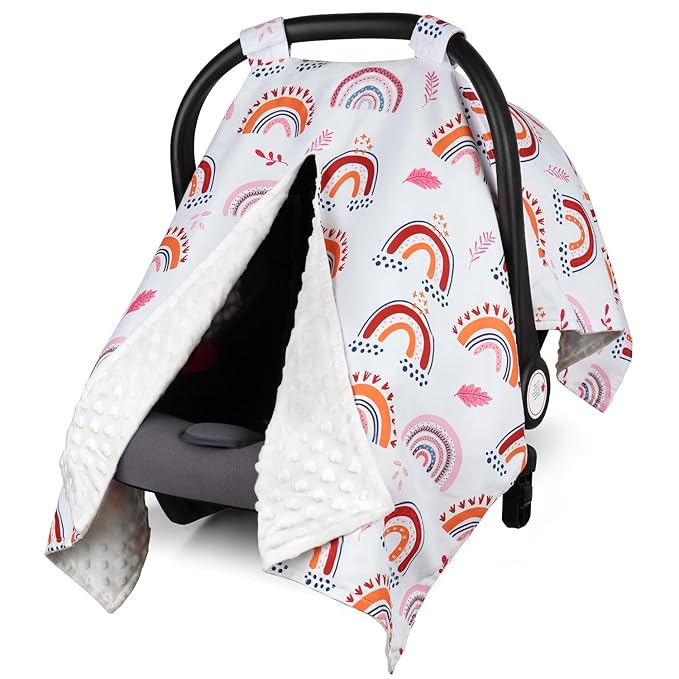 Rquite Car Seat Cover Baby, Carseat Covers Baby Girl, Winter Infant Car Seat Cover, Warm Minky Car Seat Canopy, Baby Carrier 