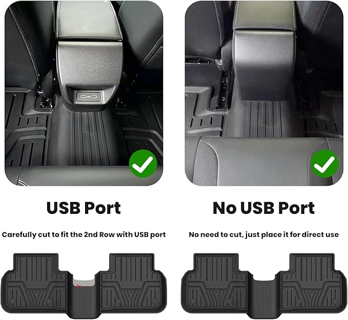 LASFIT Floor Mats & Trunk Mat for 11th Gen Honda Civic 2026 2025 2024 2023 2022 Sedan (Fits Rear Seats with or Without USB Ports), All Weather TPE Car Floor Liners,1st & 2nd Row & Trunk Liner