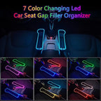 2 Pack Car Seat Gap Organizer,Multifunctional Seat Gap Storage Box with USB Fast Charger, Car Seat Pockets with Led Light, Car Seat Gap Filler with Cup Holder (Black)