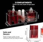 Epakh 2 Pieces Acrylic Cube Organizer 3 Compartments Clear Acrylic Pencil Holder Makeup Brush Drawer Organizer for Desk, Offi