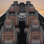 Seat Covers Full Set for GMC Yukon XL 2000-2025, 7 Seat, Leather Seat Covers for Cars, Car Seat Protector Waterproof, Non-Slip Interior with Pillow Steering Wheel Covers, Black Coffee