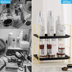FSyueyun 2-Tier Bathroom Countertop Organizer, Tool-Less Installation Premium Plastics Makeup Shelf Organizer Perfume Skincar