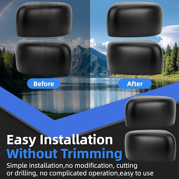 Driver & Passenger Side Mirror Cover Replacement for Jeep Renegade 2015 2016 2017 2018 2019 - Left & Right Side Mirror Covers, Rear View Mirror Cap Accessories Textured, Without Lamp