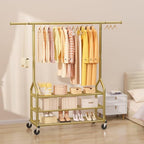 EAGMAK Heavy Duty Clothes Rack Load 688 LBS, Rolling Clothing Rack With 3 Shelves, Adjustable Metal Clothes Hanger with Wheel