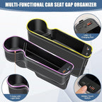 7 Color Led Car Seat Gap Filler Organizer Car Seat Pocket Gap Filler with USB+C Fast Charger,Car Gap Organizer Storage 2023 Console Side Seat Gap Filler fit for Passenger Side(Black-passenger side)