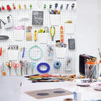 G.CORE Large Pegboard Cups Peg Board Storage Bin 6 Pack with Hooks, Square Box Shape Pegboard Cup Holder Accessories for Gara
