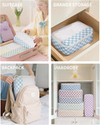 Narwey 7 Set Checkered Packing Cubes for Travel Kids Women, Durable Packing Organizer Bags for Carry on Suitcase Luggage Trav
