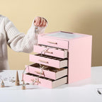 Frebeauty Clear Lid Jewelry Box,5-Layer Jewelry Organizer with Drawer,PU Leather Jewelry Organizers and Storage,Jewelry Boxes