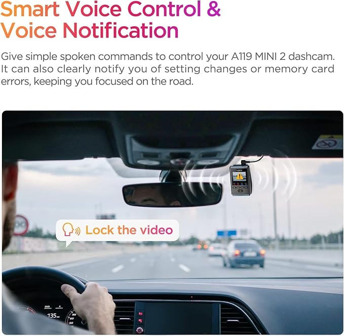 VIOFO Dash Cam A119 Mini 2, STARVIS 2 Sensor, 2K 60fps/HDR 30fps Voice Control Car Dash Camera with 5GHz Wi-Fi GPS, Night Vis