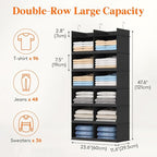 Lifewit Dual-Row Shelf Hanging Closet Organizer and Storage, Clothes Shelves with 3 Sturdy Hooks for Clothing Organization, F