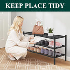 Smiry Long Bamboo Shoe Rack 3-Tier, Stackable Wooden Shoe Organizer for Entryway & Closet, Free Standing Wood Shoe Storage Sh