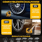 Cordless Tire Inflator Air Compressor for Dewalt 20V Max Battery, 160PSI Portable LED Light Handheld Air Pump with Digital Pressure Gauge for Cars Motorcycles Bikes Sport Balls(Battery Not Included)