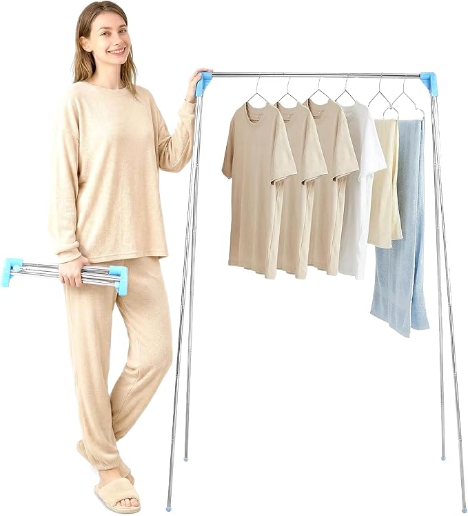 Twist-to-Lock Foldable Clothes Drying Rack for Travel, Portable Hanging Garment Rack, Collapsible Clothe Rack for Camping, Da