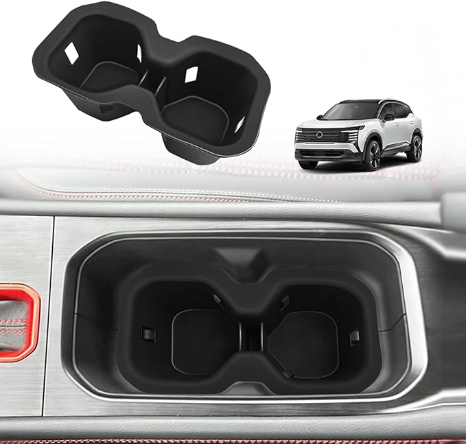 Muslogy Center Console Cup Holder Inserts Compatible with 2025 2026 Nissan Kicks Accessories Middle Console Armrest Front Drink Stopper Non-Slip Silicone Rubber Organizer Drink Cup Holder Organizer