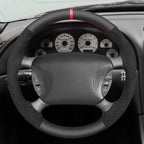 MEWANT Hand Sewn Steering Wheel Cover Wrap for Ford Mustang 1994-2004 Steering Wheel Accessories for Ford Mustang 1994-2004