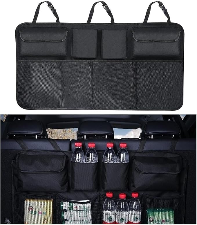 Car Trunk Organizer, Large Capacity 600D Oxford Cloth Vehicle Storage Bag with 8 Pocekt, Automotive Backseat Hanging Cargo