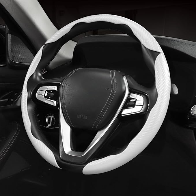 Carbon Fiber Steering Wheel Cover 3pcs Anti-Slip Car