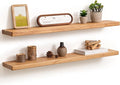 Fun Memories 36 Inch Floating Shelves for Wall, Solid Elm Wood Wall Shelf for Home Decor, Heavy-Duty Hardwood Floating Shelf 