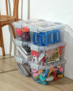 EOENVIVS Plastic Storage Bins 7 Quart-Storage Organizer Bins with Grey Buckle Lids, Stackable Storage Bins with Lids for Home