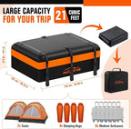 ACLONG Car Roof Bag 21 Cubic Feet Waterproof 840D Heavy Duty Rooftop Cargo Carrier Bag for All Cars with/Without Racks Includes Anti-Slip Mat Storage Bag Luggage Lock