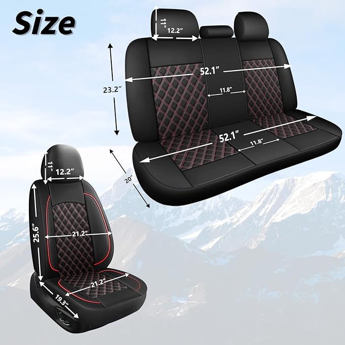 Car Seat Covers Full Set, Breathable and Waterproof Napa Leather Car Seat Cover, Interior Universal Fit for Cars, Sedans, SUV