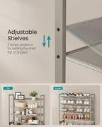 SONGMICS Shoe Rack, 8-Tier Shoe Organizer, Metal Rack for Garage, Set of 2, 4-Tier Stackable Shelf, with Adjustable Flat or A