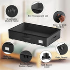 Underbed Storage With Wheels, No Assembly Required - 5.5 Inch Height Black Underbed Bins, Low Profile Rolling Shoe Storage Co