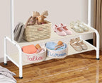 Kids Clothing Rack - Dress Up Clothes Rack - Baby Toddler Closet - Mini Freestanding Coat Racks with 2 Fabric Shelves - Small