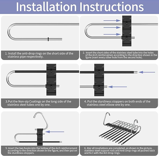 Upgrade 9 Layers Pant Hangers Space Saving, Non Slip Stainless Steel Multifunctional Pants Rack S-Type Clothes Pant Closet Ha